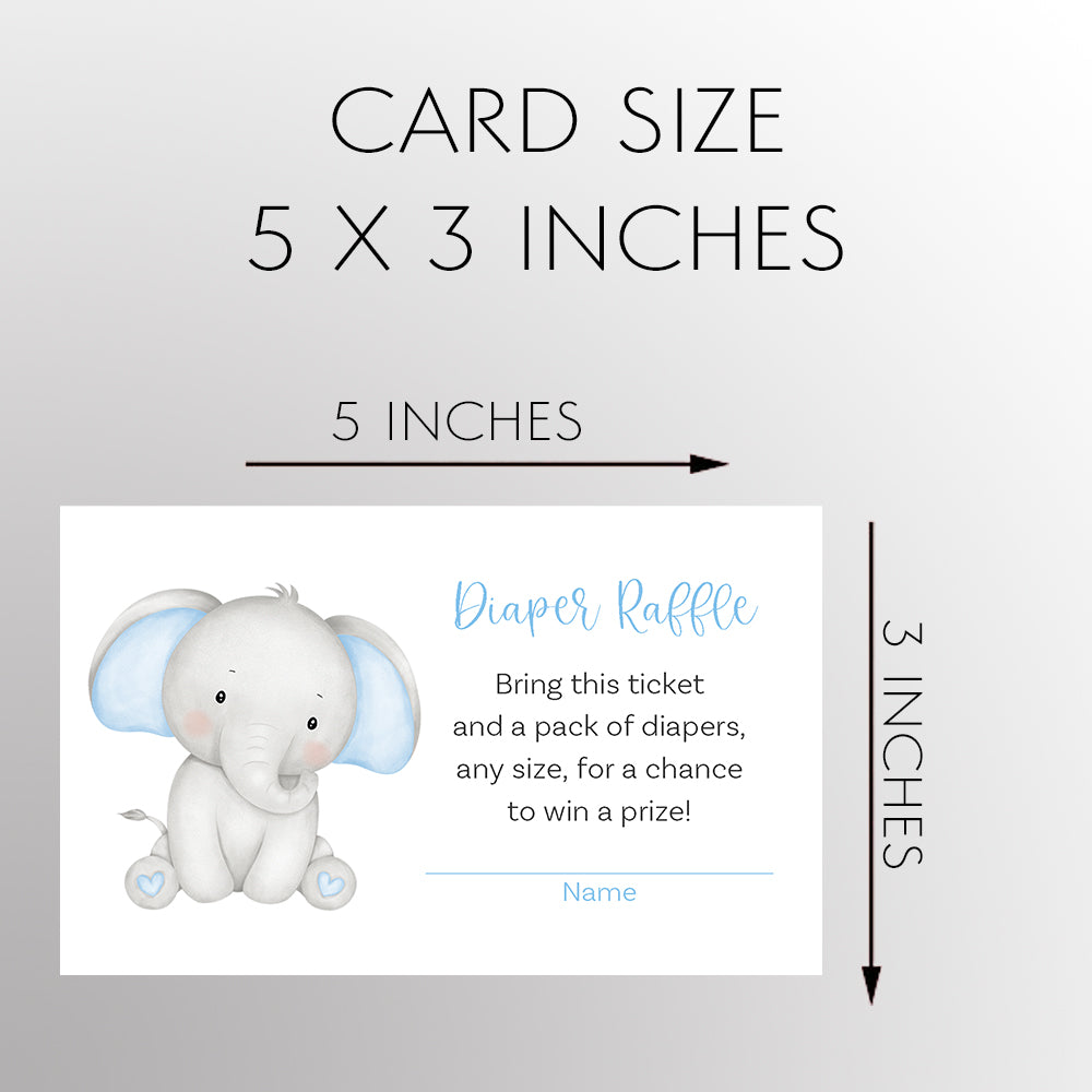 Watercolor Elephant Baby Shower Diaper Raffle Ticket