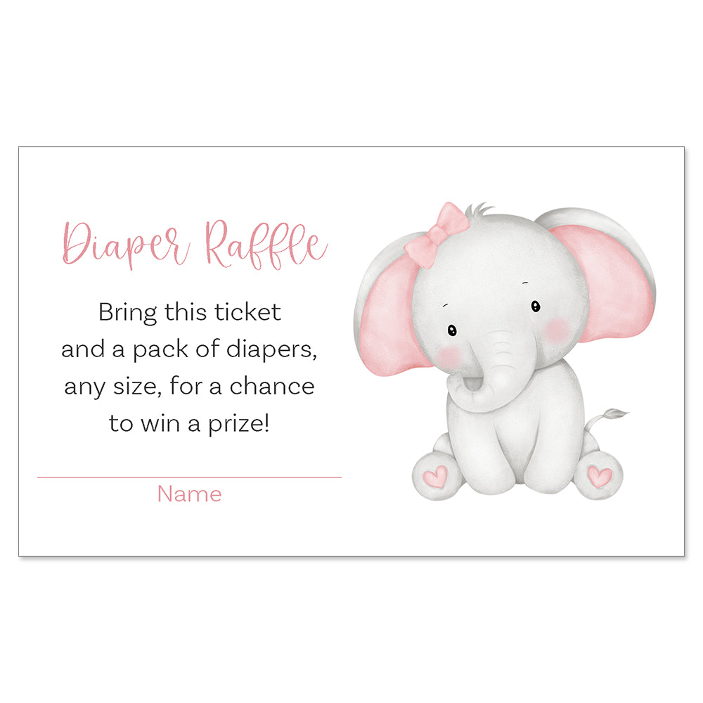 Watercolor Elephant Baby Shower Diaper Raffle Ticket