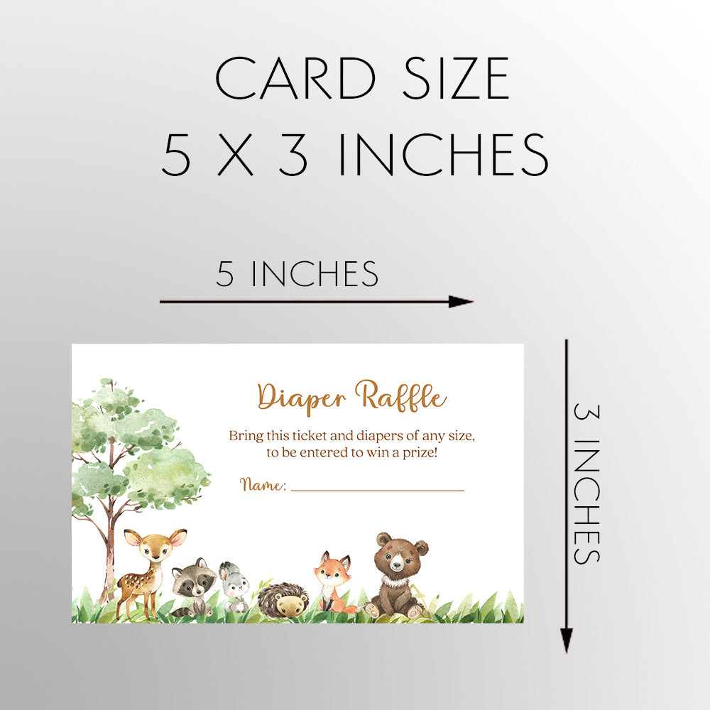 Forest Friends Baby Shower Diaper Raffle Ticket