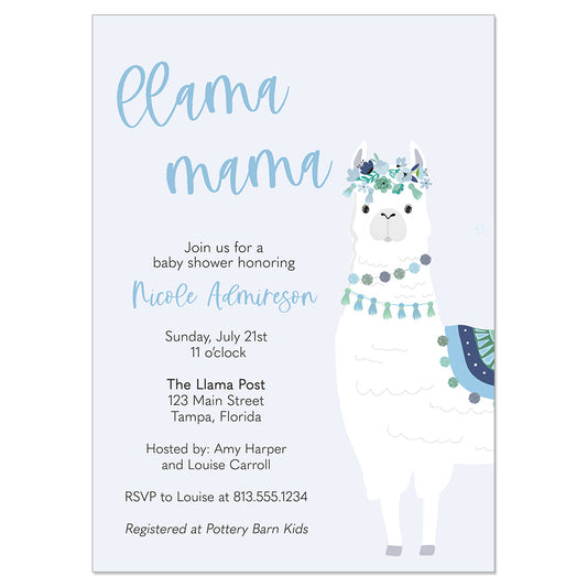Llama Mama Baby Shower Invitations