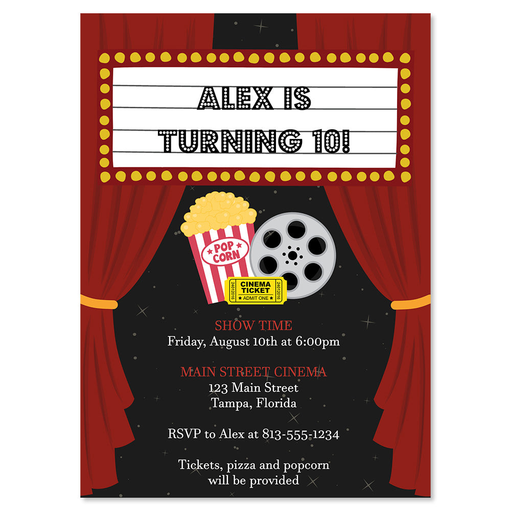 lights-camera-action-birthday-invitation-the-invite-lady for Free Printable Movie Ticket Party Invitations Lights Camera Action Birthday Invitation – The Invite Lady for Free Printable Movie Ticket Party Invitations