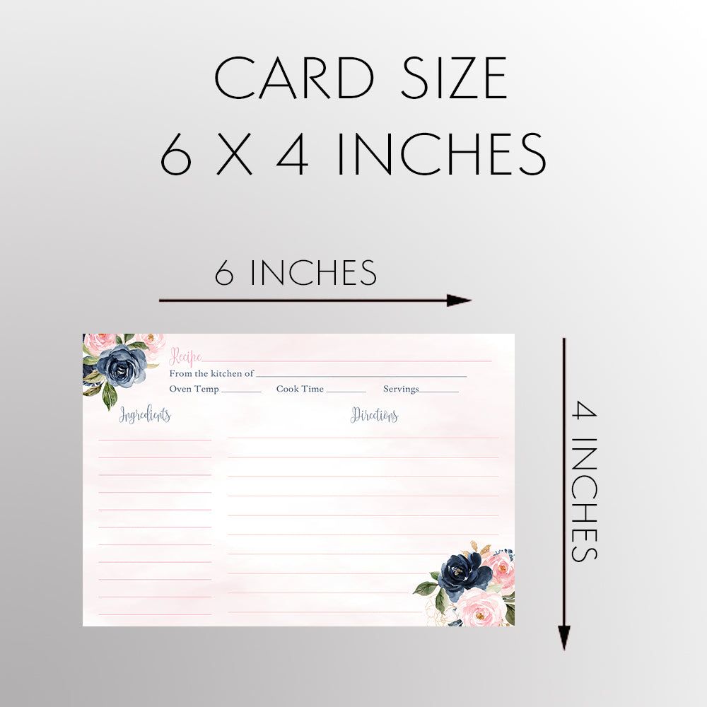 Navy and Blush Recipe Card