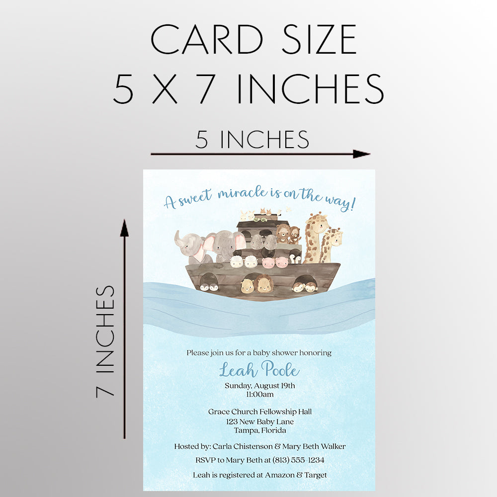 Watercolor Noah's Ark Baby Shower Invitation