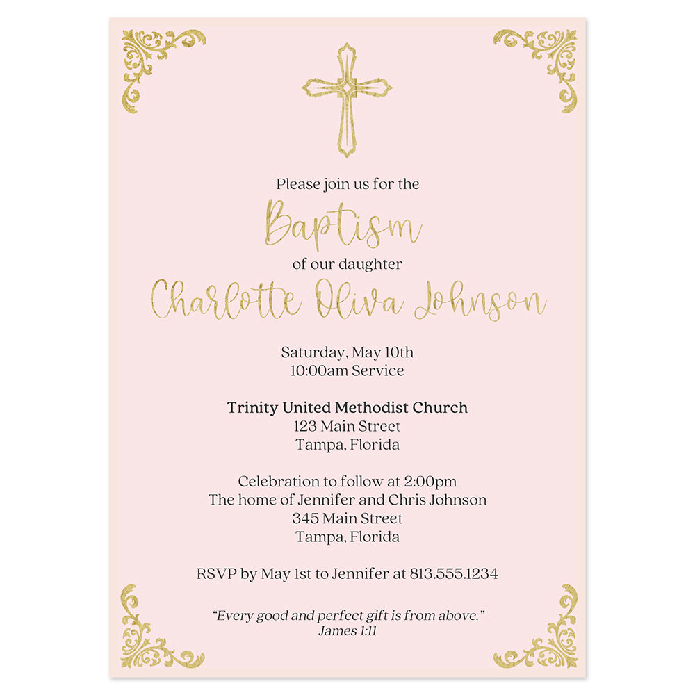 Embellished Corners Cross Invitation