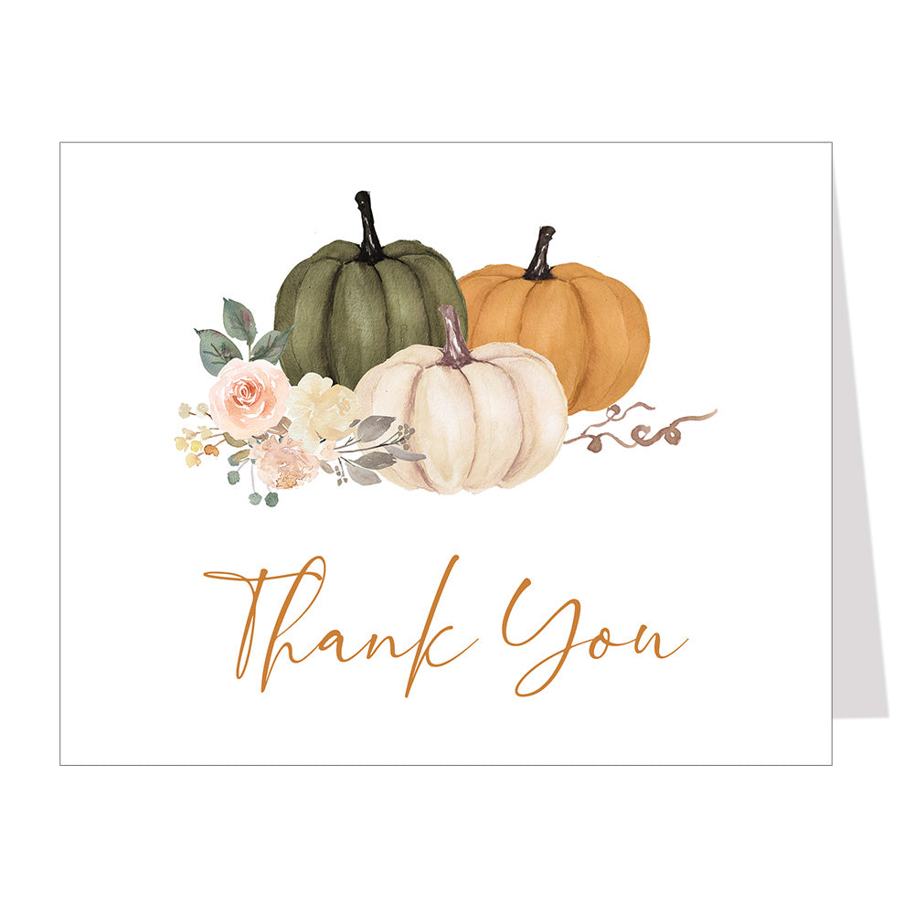 Pumpkin, Green and Orange, Thank You Card