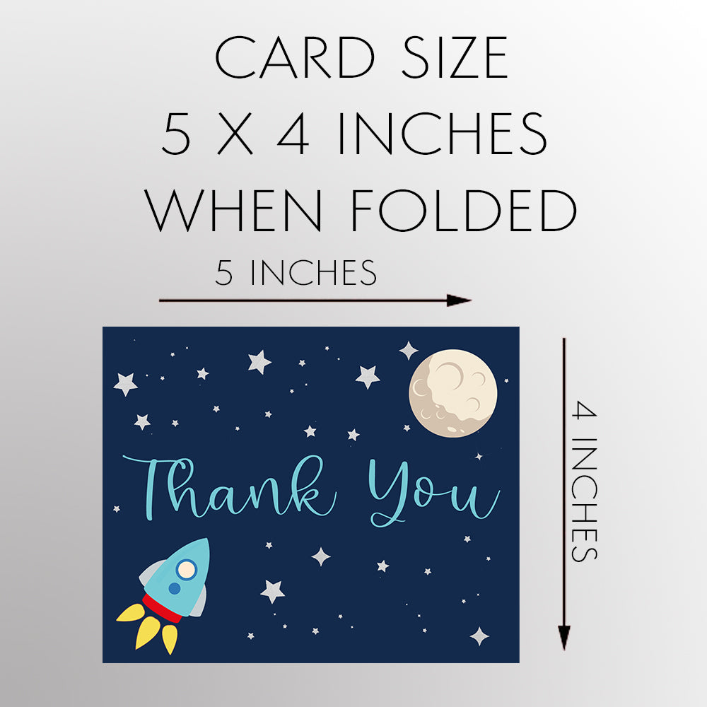 Rocket Ship, Aqua, Thank You Card