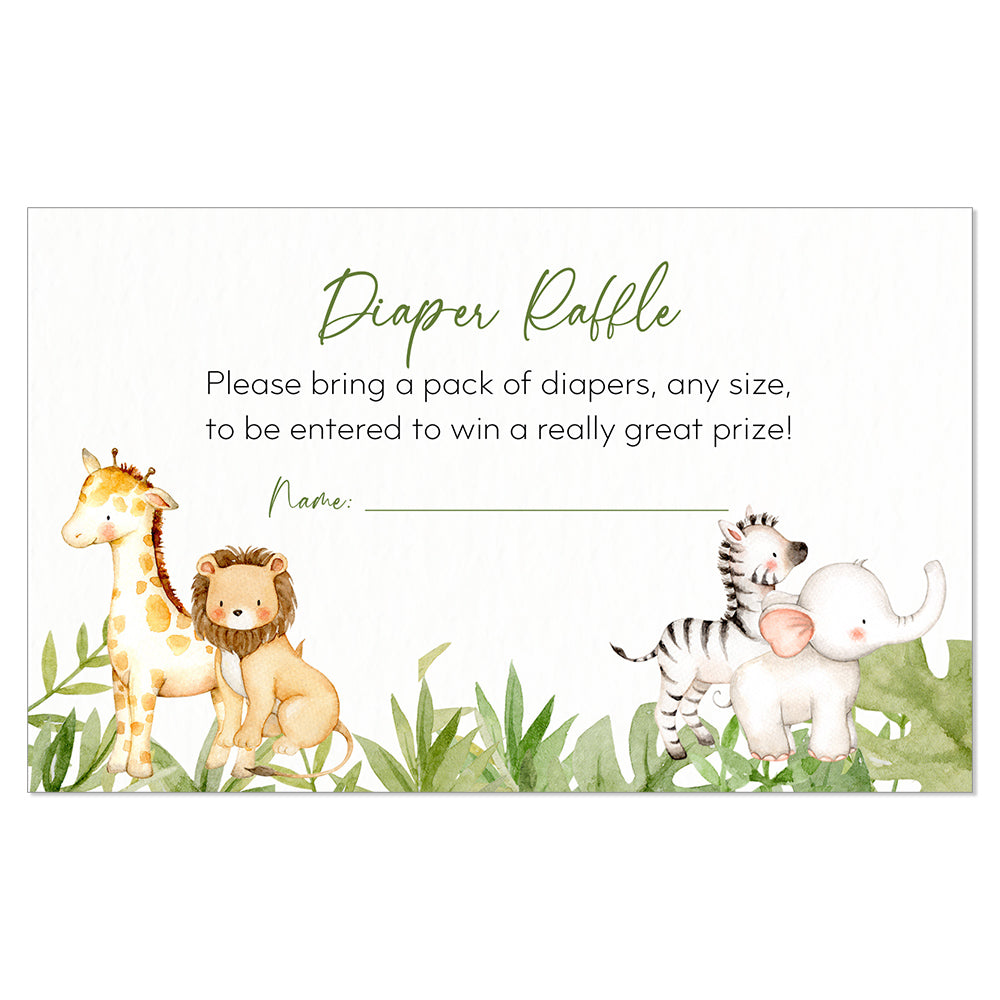 Watercolor Safari Diaper Raffle Ticket