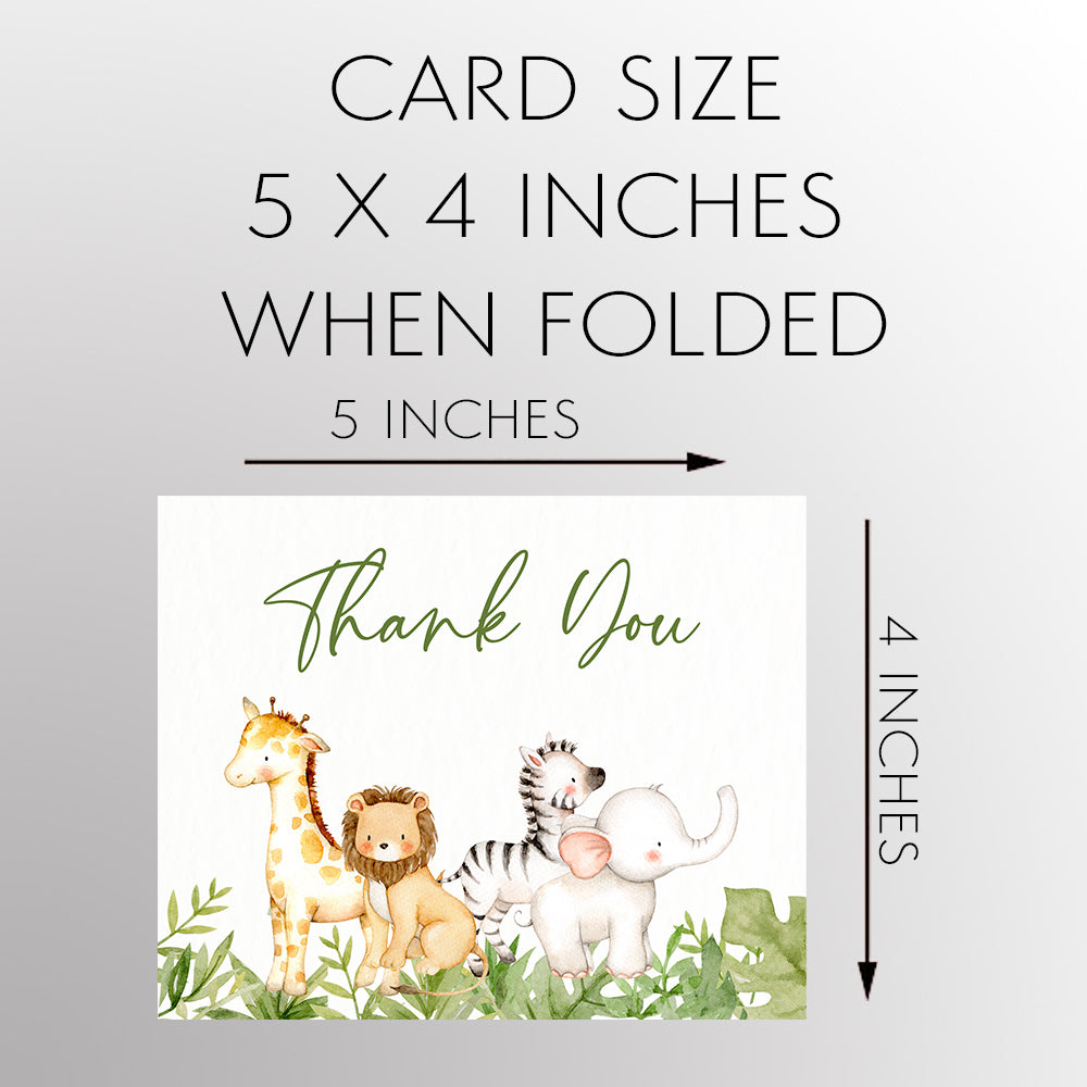 Watercolor Safari Animals Thank You Card