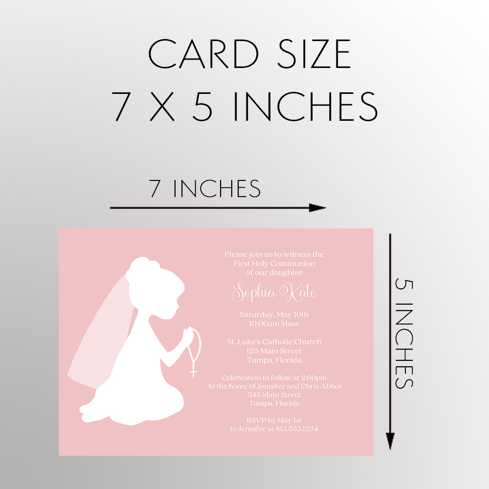 Rosary Silhouette First Holy Communion Invitation
