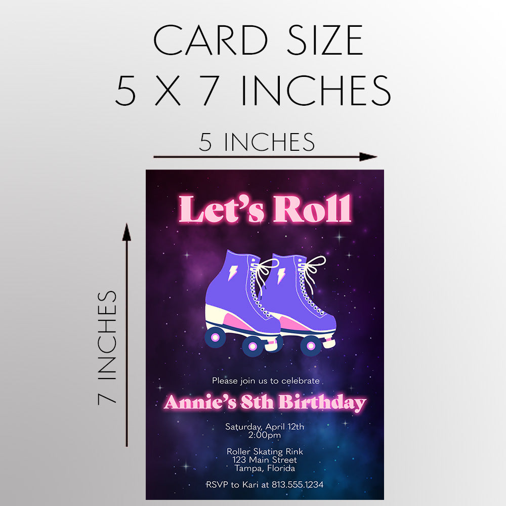 Roller Skate Birthday Party Invitation Card