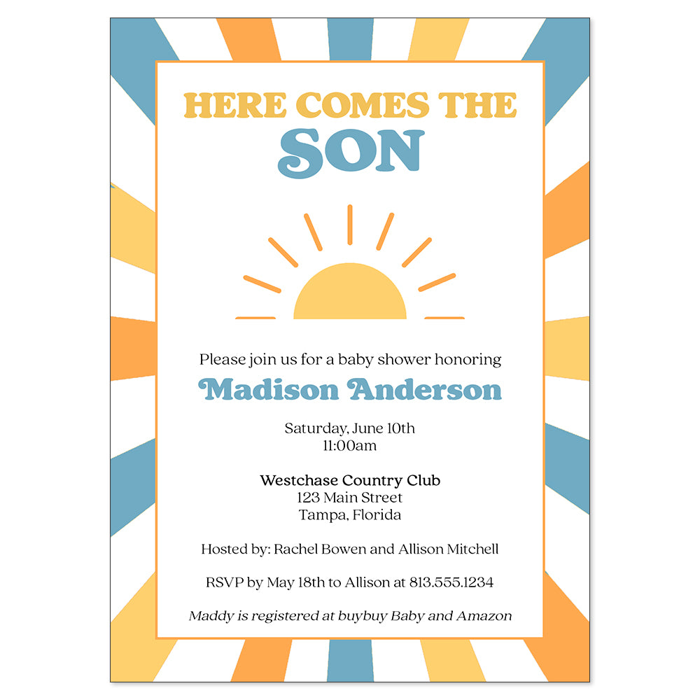 Here Comes the Son Baby Shower Invitation