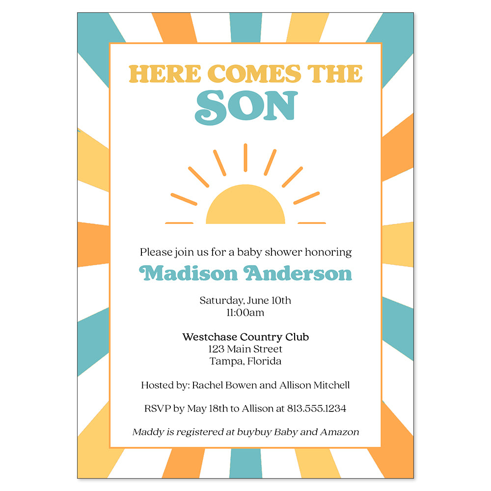 Here Comes the Son Baby Shower Invitation