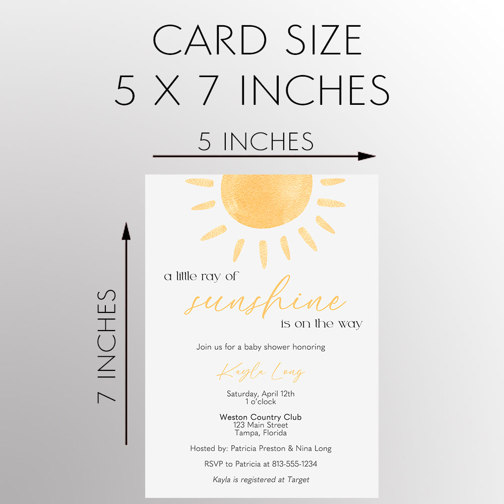 Sunshine Baby Shower Invitation