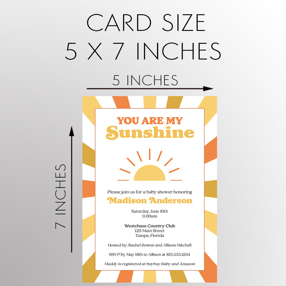 You Are My Sunshine Baby Shower Invitation