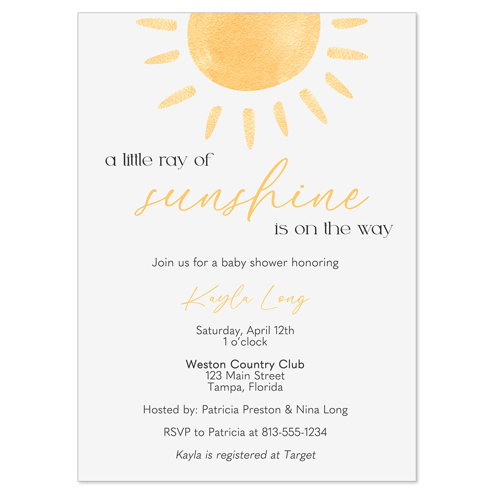 Sunshine Baby Shower Invitation