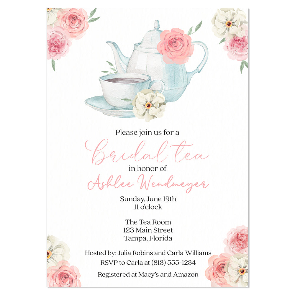 Watercolor Bridal Tea Invitation