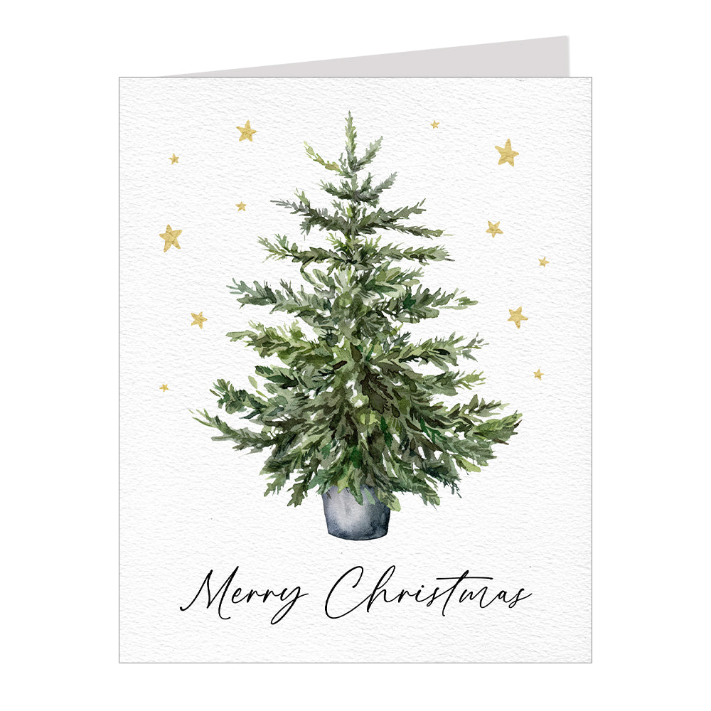 Watercolor Tree Christmas Card