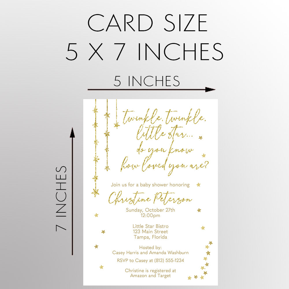 Twinkle Stars Glitter and Gold Baby Shower Invitation
