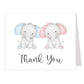 Twin Elephant Baby Shower Thank You Card