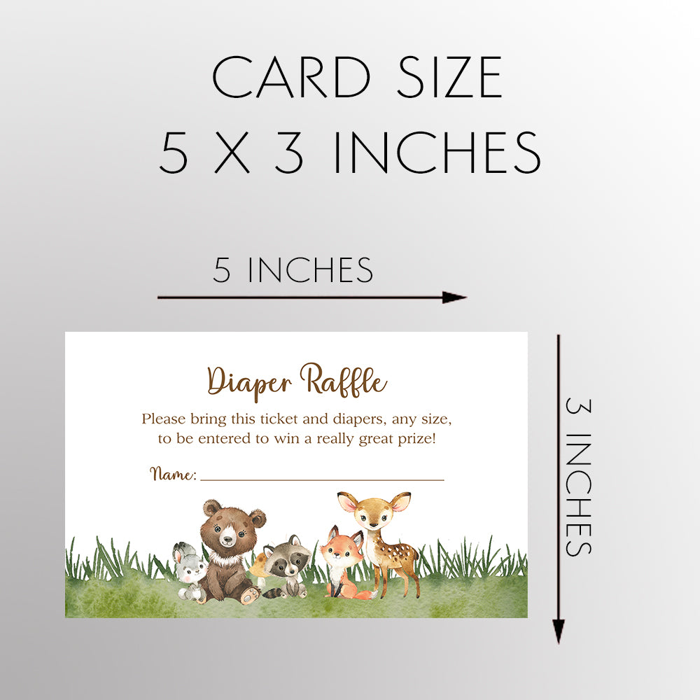 Woodland Animal, Book Insert, Diaper Raffle