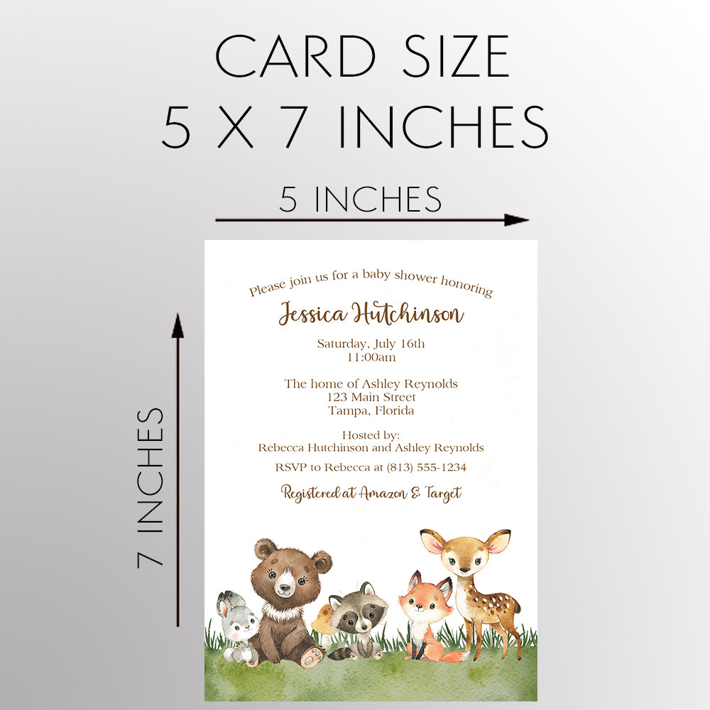 Woodland Animals Baby Shower Invitation