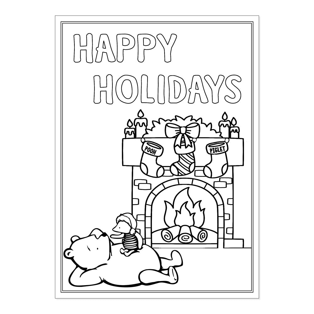 Winnie the Pooh Christmas Coloring Cards, Set of 12