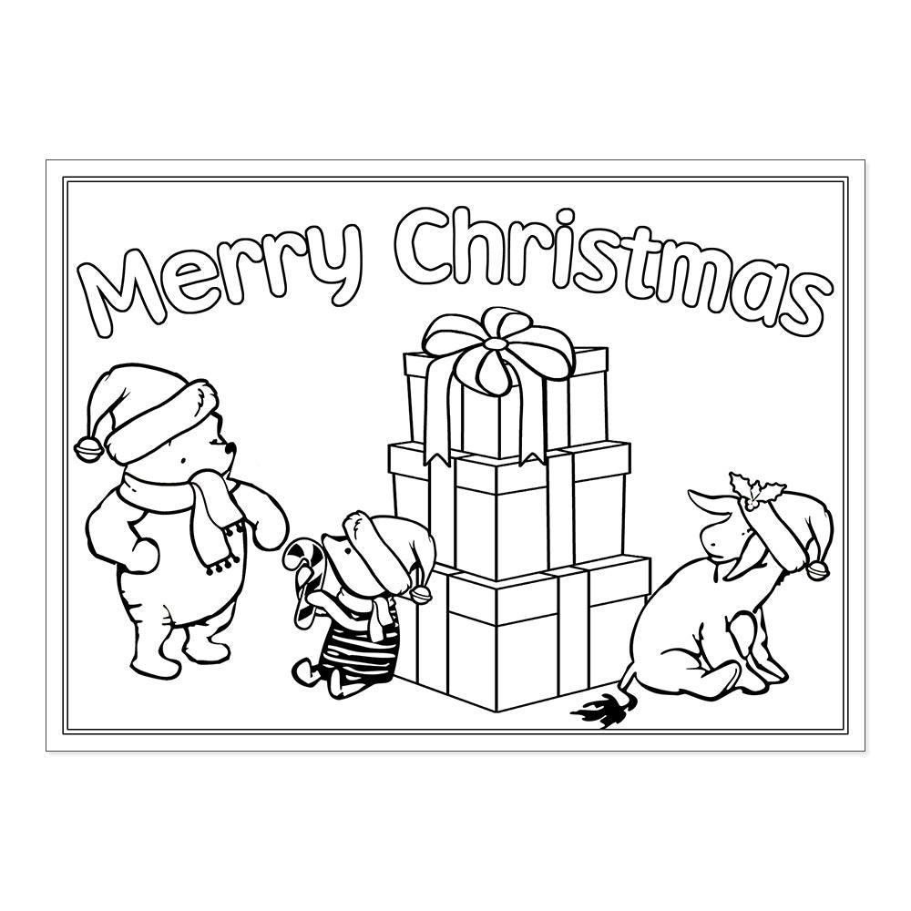 Winnie the Pooh Christmas Coloring Cards, Set of 12