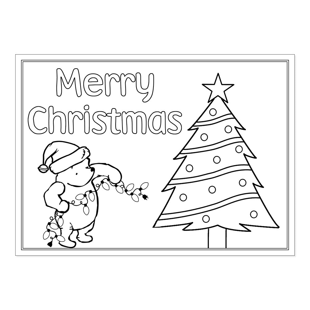 Winnie the Pooh Christmas Coloring Cards, Set of 12