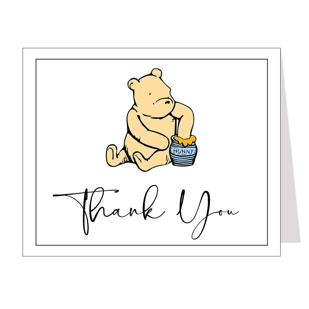 Winnie the Pooh, White, Thank You Card