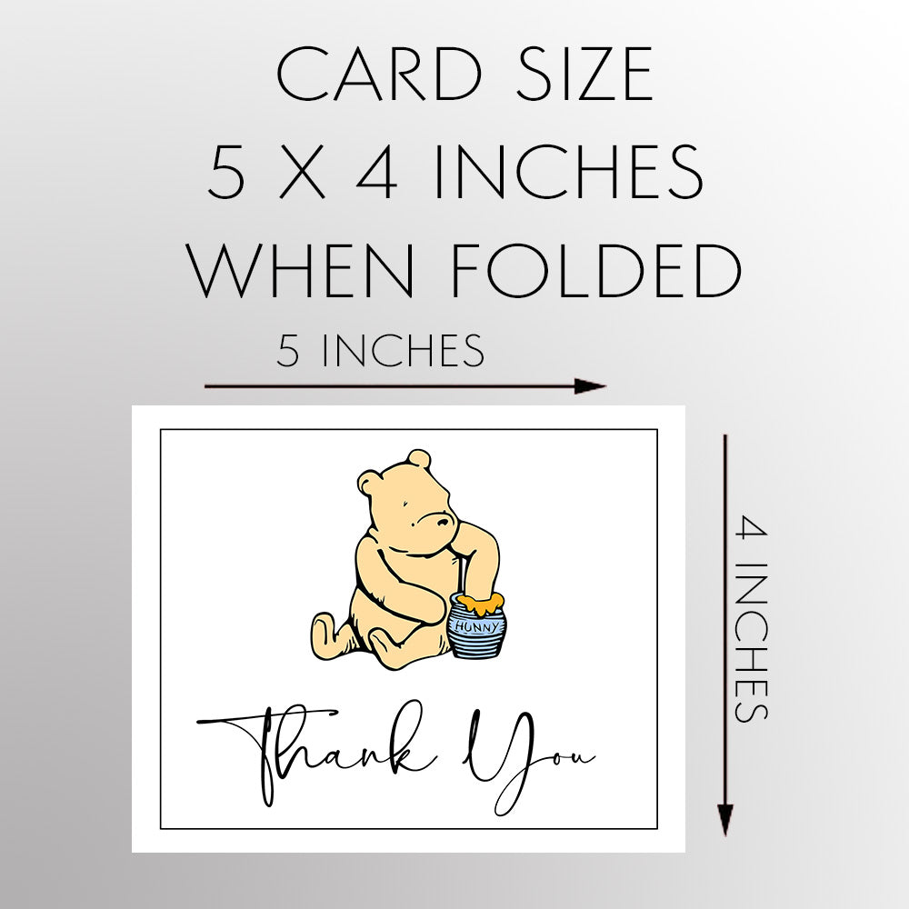 Winnie the Pooh, White, Thank You Card