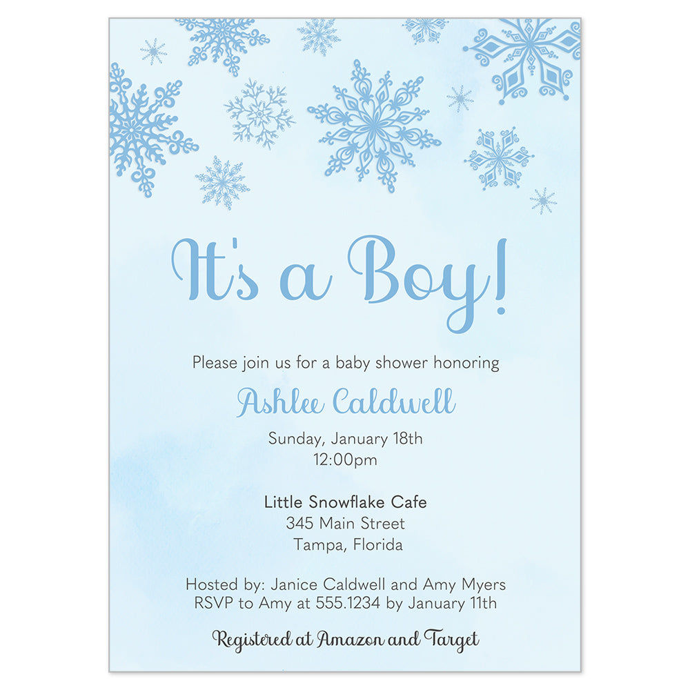 Winter Wonderland Blue Baby Shower Invitation