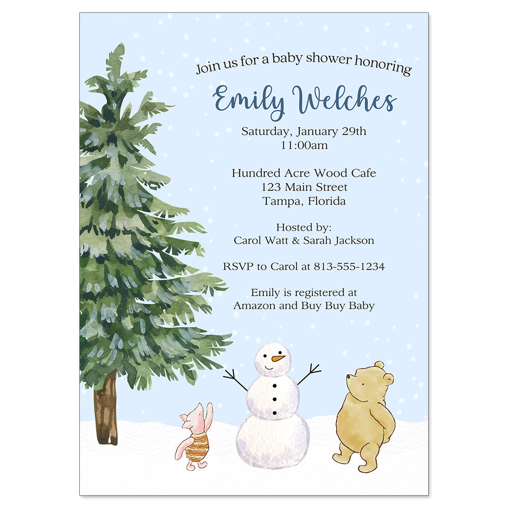 Winnie the Pooh Winter Baby Shower Invitation