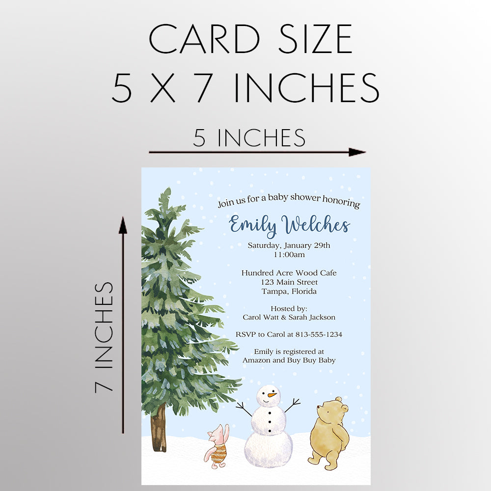 Winnie the Pooh Winter Baby Shower Invitation