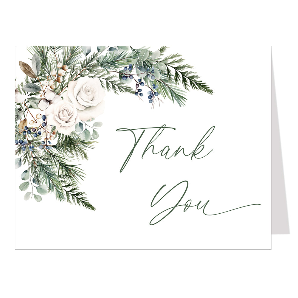Winter Rose Thank You Card