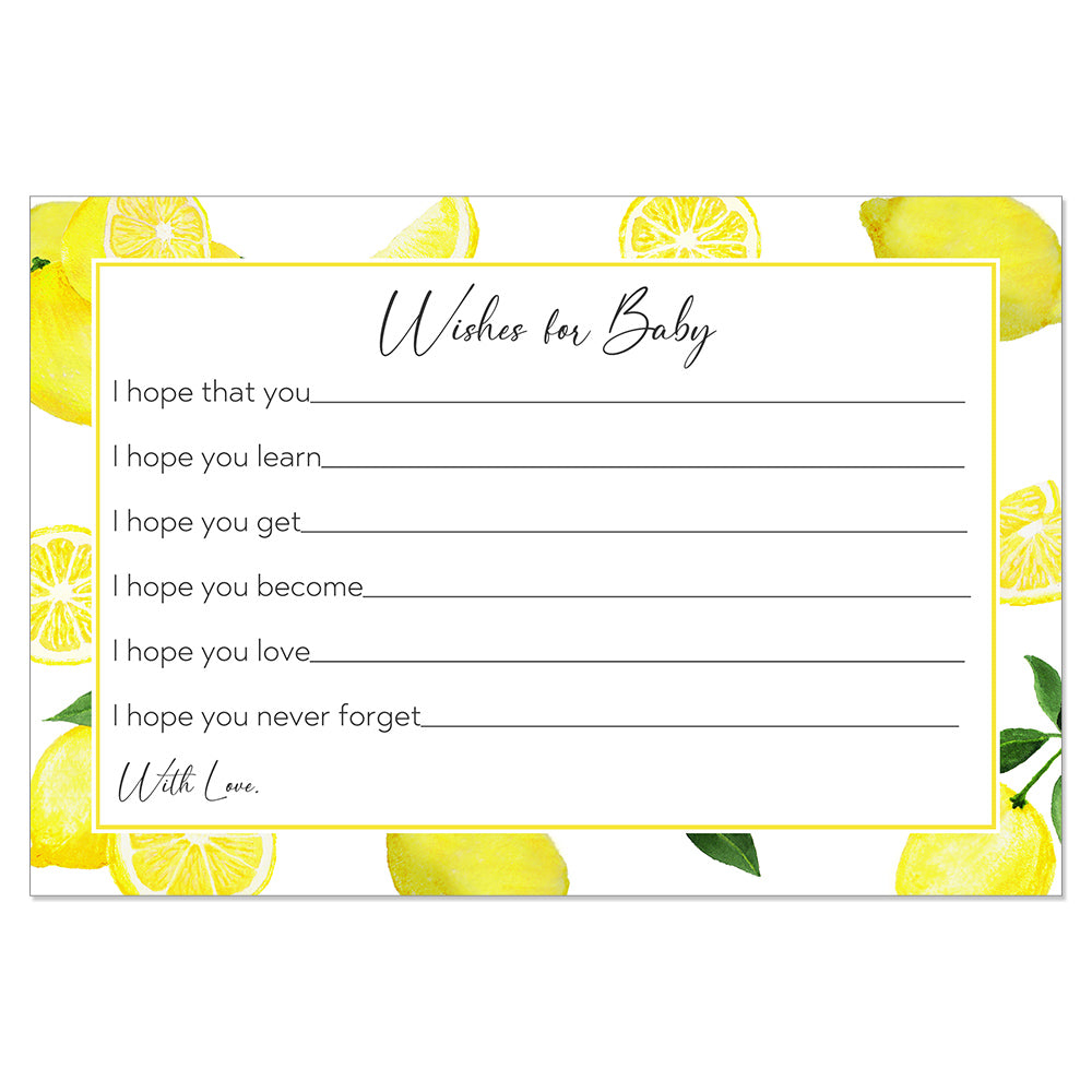Lemon Squeeze Baby Shower Advice, Predictions, Wishes Card