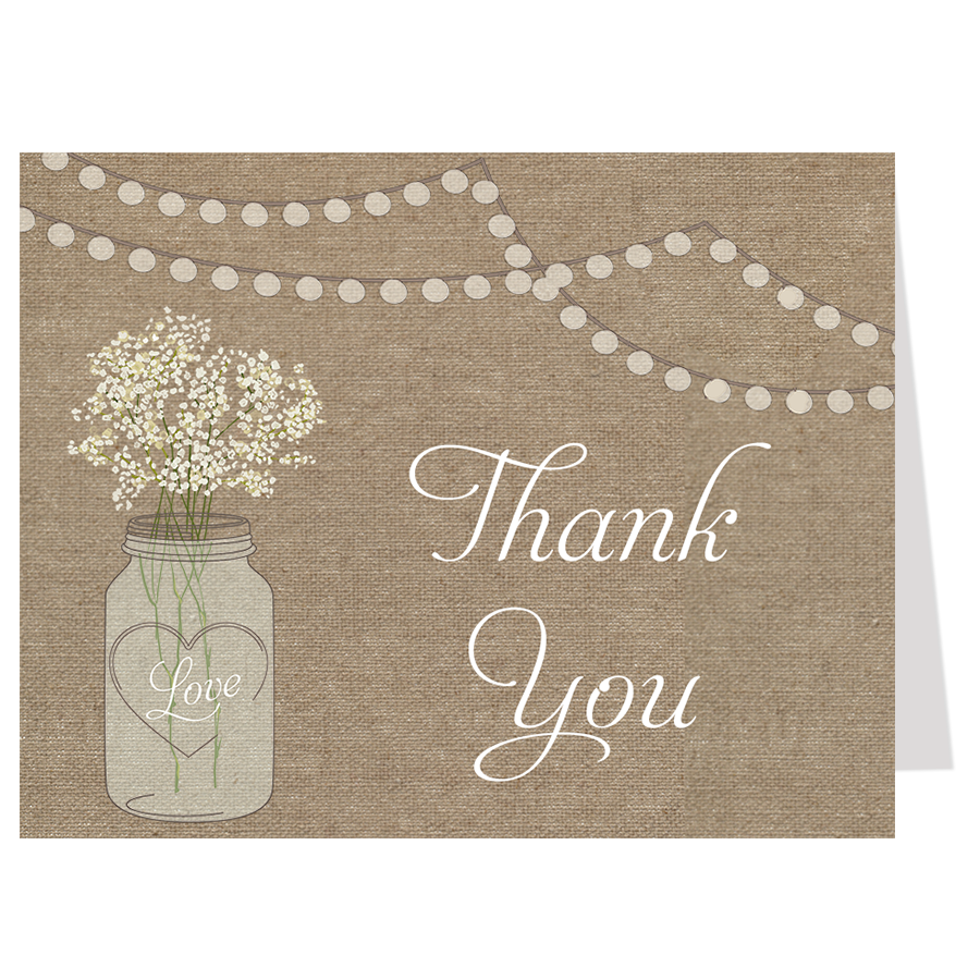 Burlap Mason White Jar Thank You Card