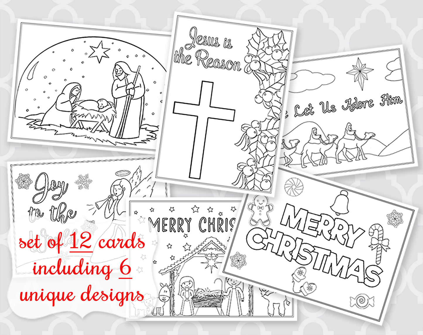 Color Me Joyful Religious Christmas Coloring Cards