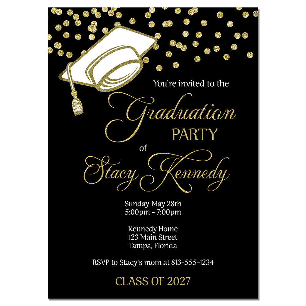 Confetti Graduation Hat Invitation