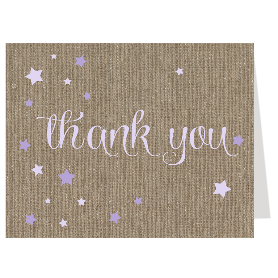 Burlap Twinkle Star Thank You Card