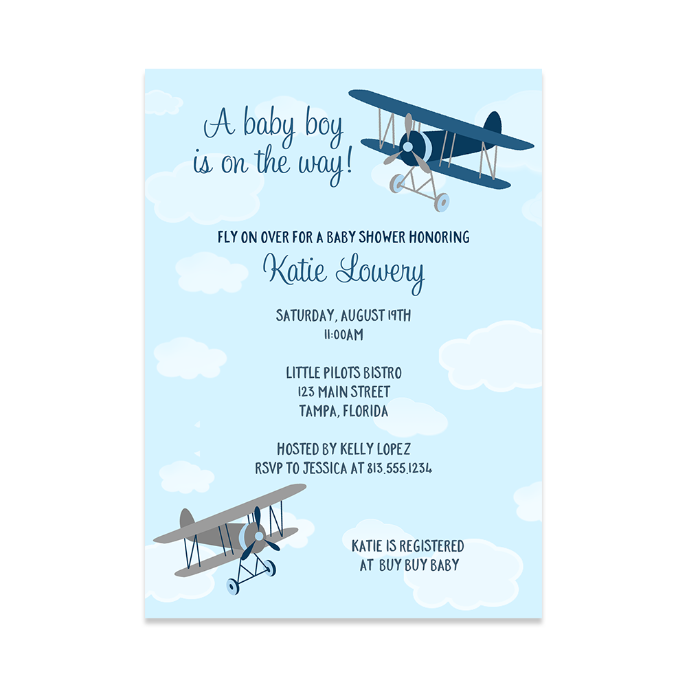 Up Up and Away Baby Shower Invitation