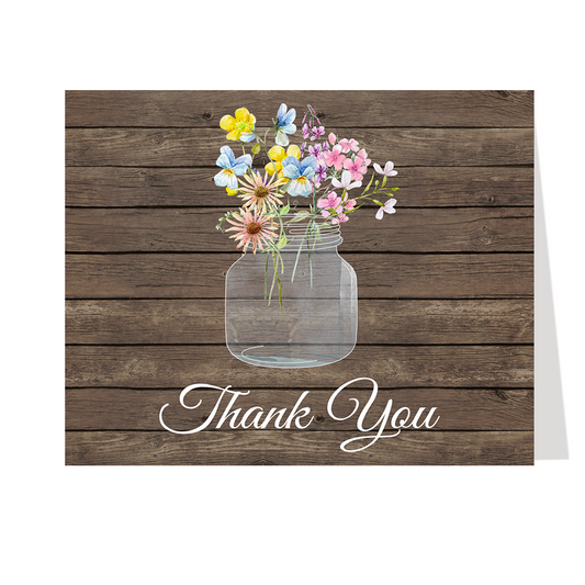 Wildflower Mason Jar Bridal Shower Thank You Card