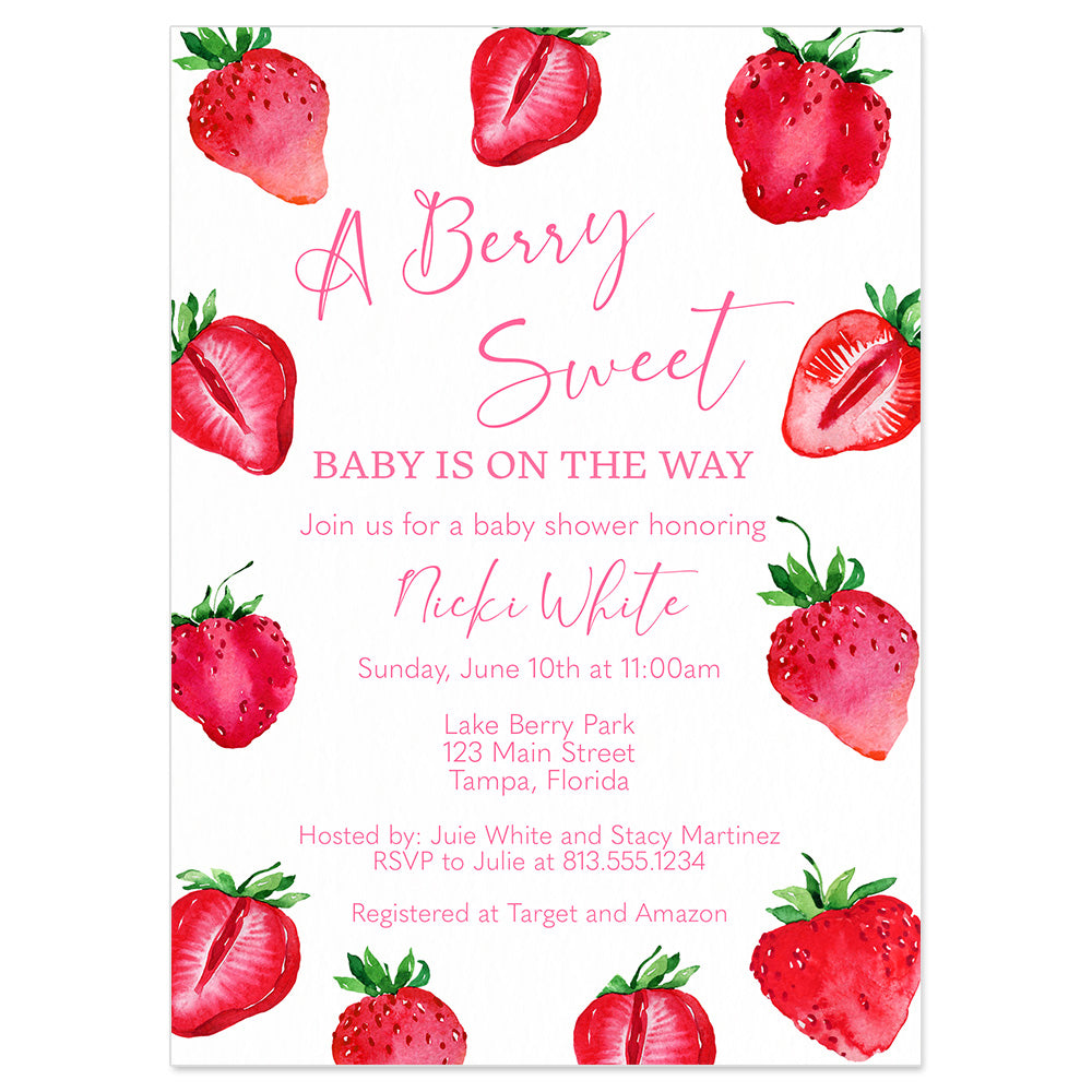 Strawberry Baby Shower Invitation