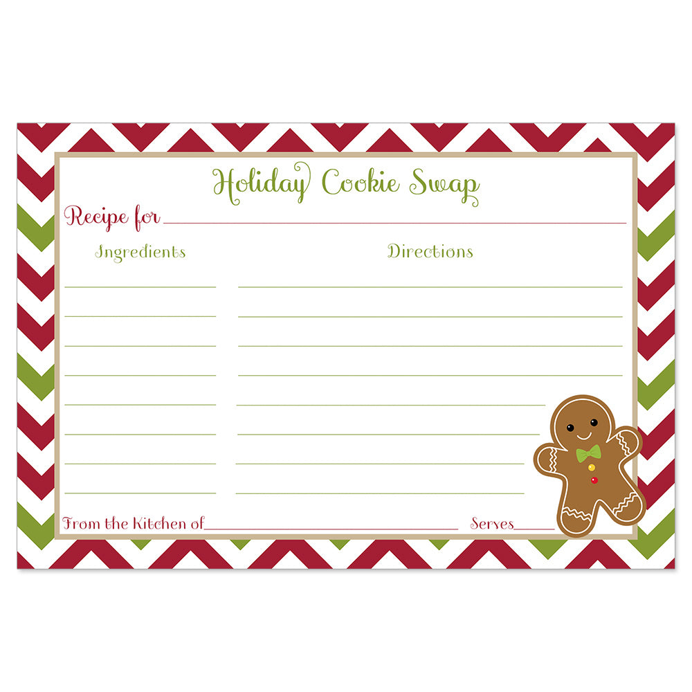 Chevron Christmas Recipe Card