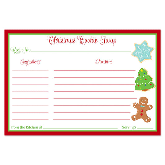 Christmas Cookie Swap Recipe Card