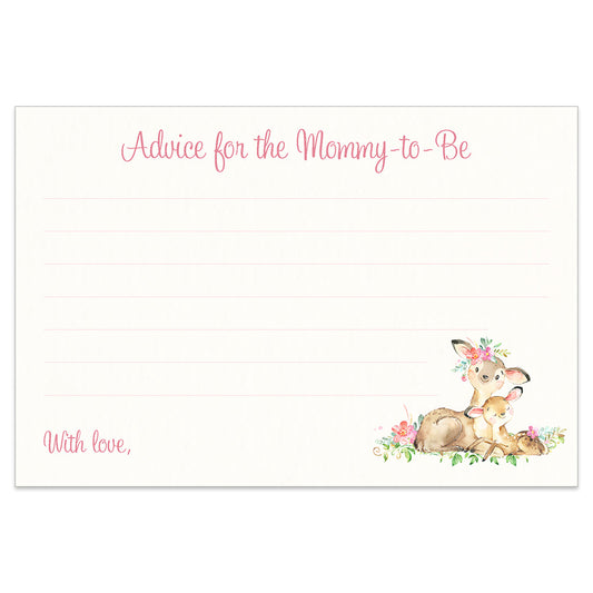 Deer Baby Shower Advice, Predictions, Wishes Card