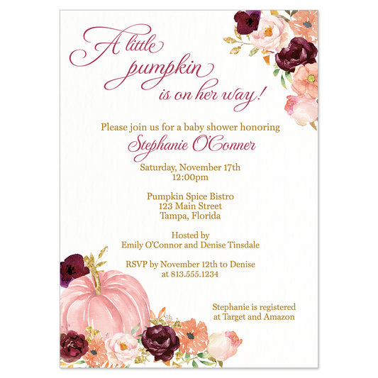 Floral Pumpkin Baby Shower Invitation