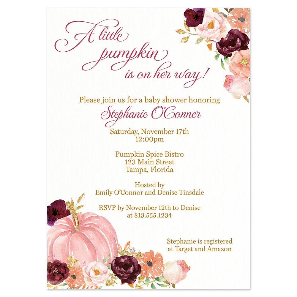 Floral Pumpkin Baby Shower Invitation