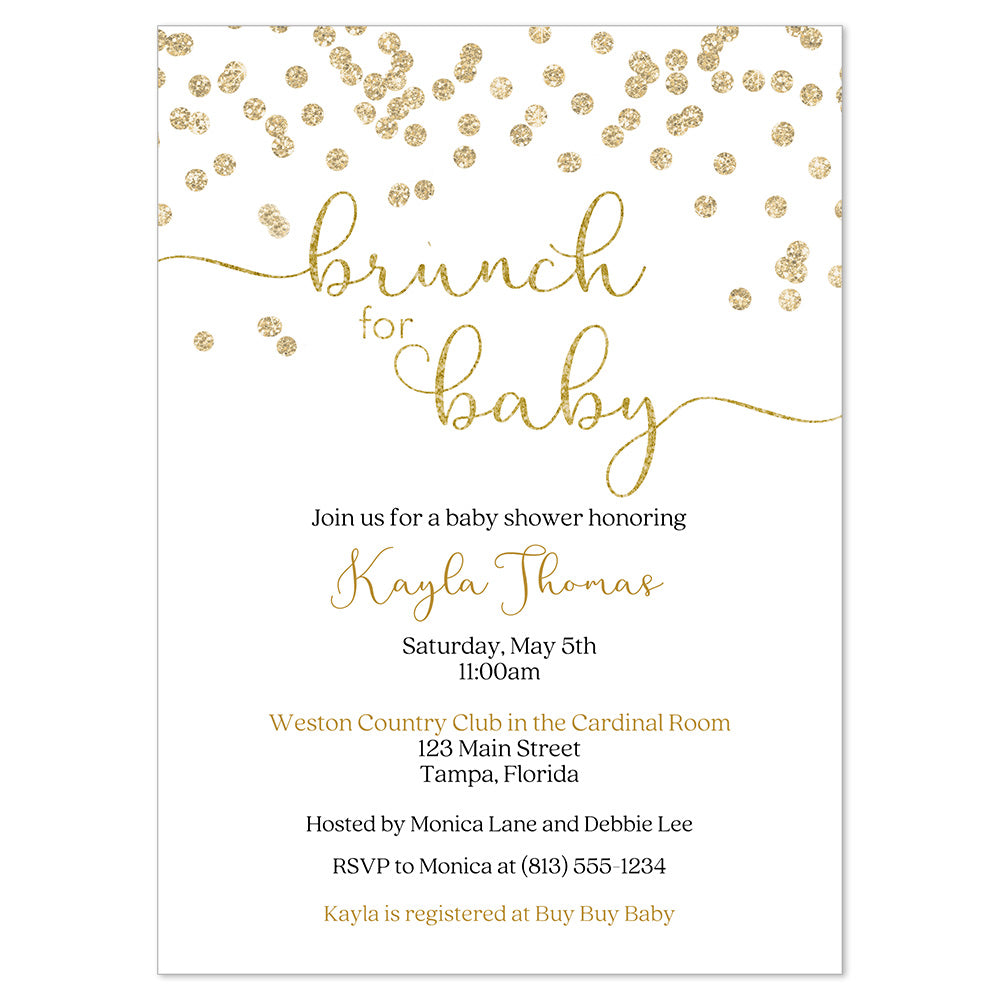 A Brunch for Baby Gold Baby Shower Invitation