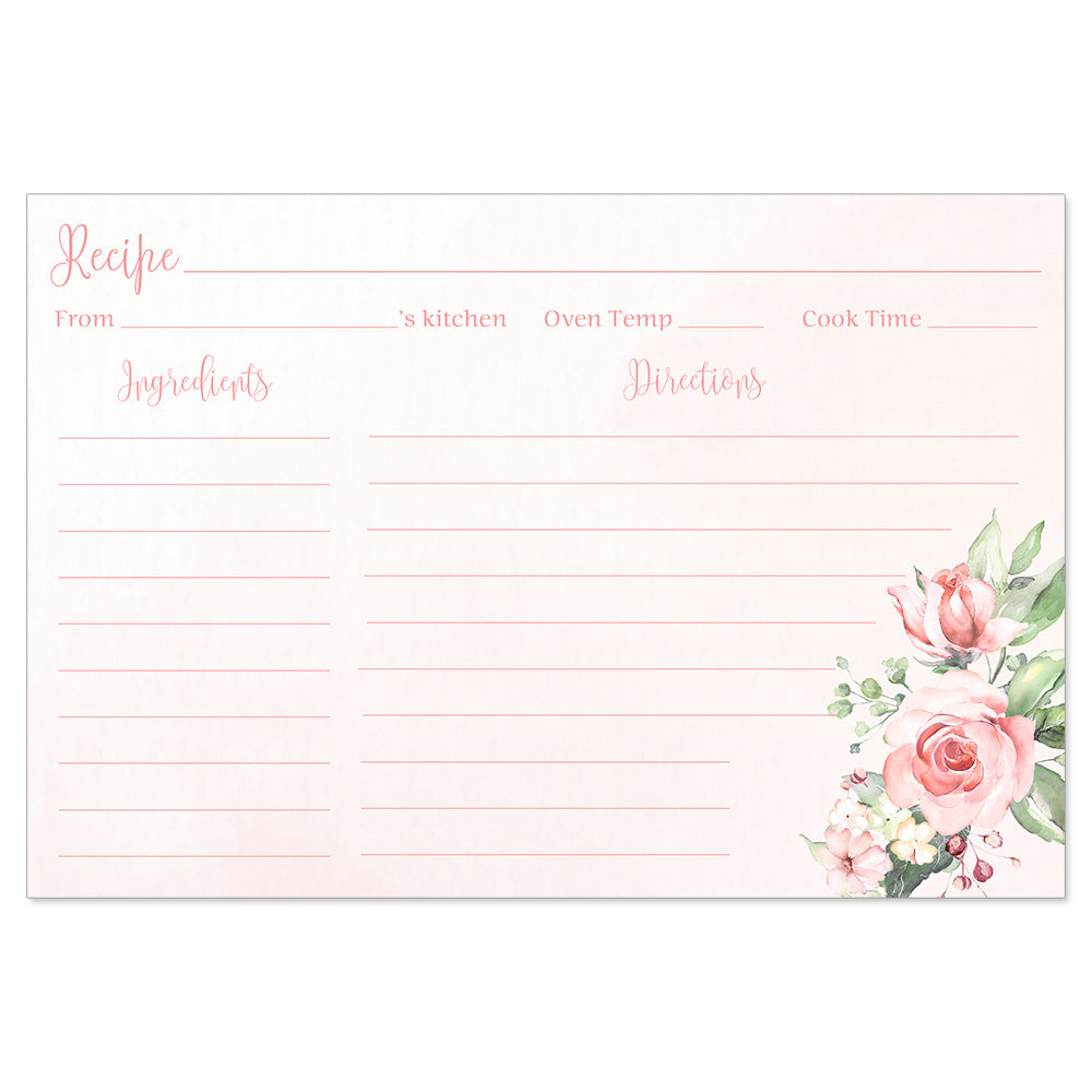 Watercolor Roses Recipe Card