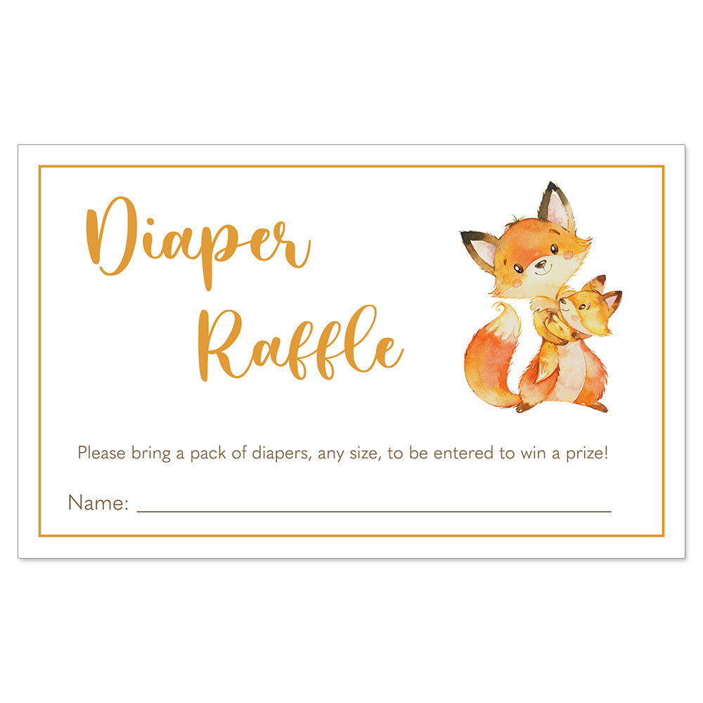 Fox Baby Shower Diaper Raffle Ticket